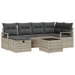 vidaXL Ensemble de canapé de jardin 7 Pièces Gris clair Poly rotin