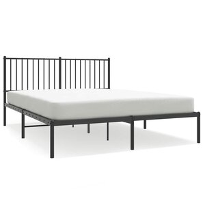 vidaXL Cadre de lit métal sans matelas et tête de lit noir 160x200 cm