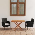 vidaXL Ensemble à dîner de jardin 3 Pièces Résine tressée et acacia Noir