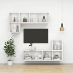 vidaXL Meuble TV mural Blanc brillant 37x37x72 cm Bois d’ingénierie