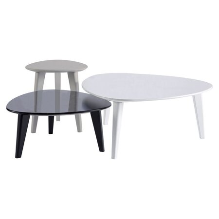 Dilara Lot de 3 Tables basses d'accueil - Blanc, noir et gris (jeu 3 unités)