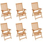 vidaXL Chaises de jardin lot de 6 avec coussins anthracite Bois teck