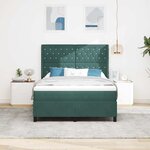 vidaXL Lit à ressorts avec tête de lit Vert foncé 140 x 200 cm Velours
