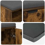 vidaXL Banc d'entrée avec coussin Uni Chêne fumé 60 x 38 x 46 cm