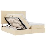 vidaXL Lit de rangement LED avec matelas Crème 180 x 200 cm Tissu