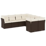 vidaXL Salon de jardin 8 Pièces avec coussins marron résine tressée