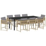 vidaXL Ensemble de salle à manger pour jardin 9 Pièces Beige polyrotin