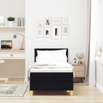 vidaXL Lit à ressorts avec coussin Noir 80 x 200 cm tissu