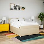 vidaXL Sommier à lattes de lit avec matelas Crème 140x190 cm Tissu