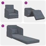 vidaXL Canapé-lit de sol 2-en-1 gris foncé 65x80x83 cm en velours
