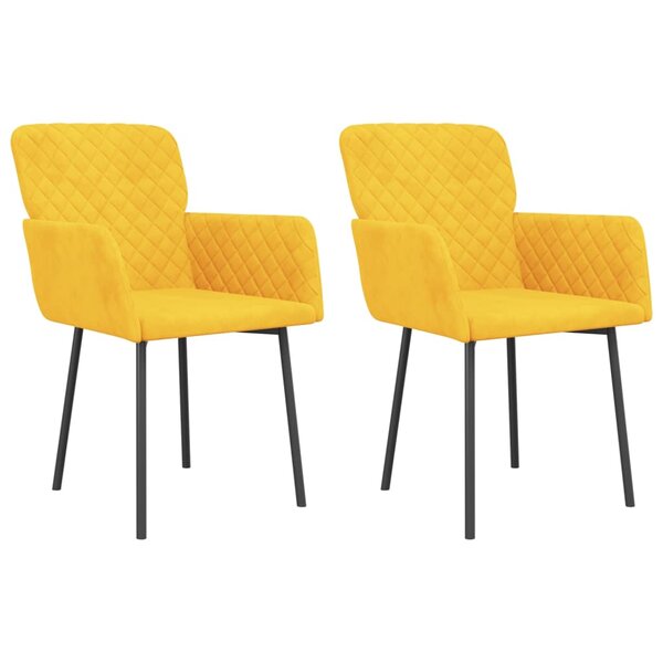 vidaXL Chaises à manger lot de 2 Jaune Velours