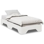 vidaXL Cadre de lit sans matelas empilable blanc 90x190 cm bois massif