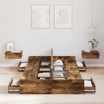 vidaXL Cadre de lit avec rangement avec tiroir Chêne fumé 120 x 200 cm