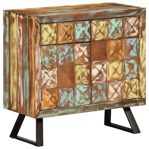 vidaXL Armoire à tiroir multicolore 70x35x70 cm bois de récupération