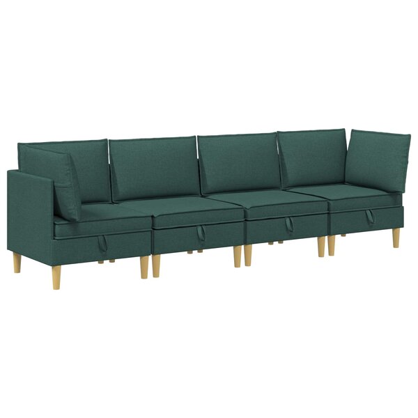 vidaXL Canapé modulaire avec rangement 4 Pièces Vert foncé Tissu