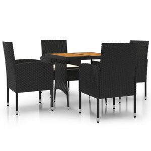 vidaXL Ensemble à manger d'extérieur 5 Pièces Résine tressée Noir