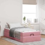 vidaXL Cadre de lit avec matelas Rose 90 x 200 cm Velours