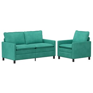 vidaXL Ensemble de Canapés 2 Pièces Turquoise Velours