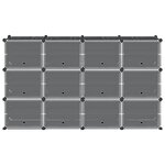 vidaXL Cubes de rangement 12 Pièces avec portes noir PP