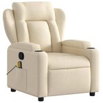 vidaXL Fauteuil de massage inclinable Crème Tissu