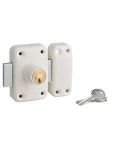 THIRARD - Verrou double entrée Apache pour porte d'entrée cylindre 40mm acier 3 clés époxy blanc - THIRARD