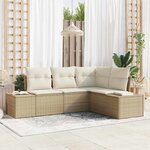 vidaXL Ensemble de canapé de jardin 4 Pièces Beige Poly rotin
