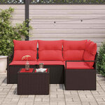 vidaXL Ensemble de Canapés avec coussin 5 Pièces Marron polyrotin