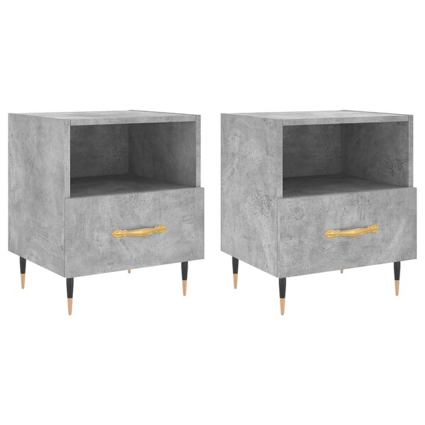 vidaXL Tables de chevet 2Pièces gris béton 40x35x47 5cm bois d’ingénierie