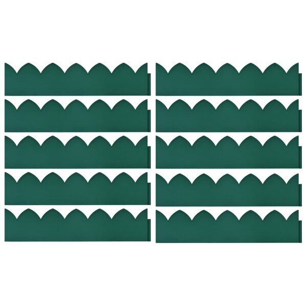 vidaXL Bordures de jardin 10 Pièces Vert 65x15 cm PP