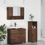 vidaXL Ensemble de mobilier de salle de bain 3 Pièces Chêne marron