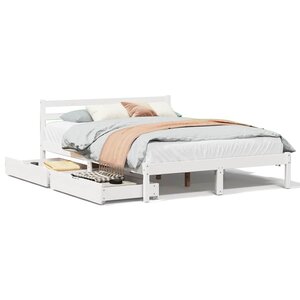 vidaXL Cadre de lit sans matelas blanc 140x190 cm bois de pin massif