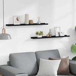 vidaXL Étagères à rebord pour cadre photo 2 Pièces Noir 80x9x3 cm MDF