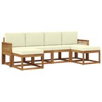 vidaXL Ensemble de canapés d'extérieur 6 pc Naturel et Crème Polyester
