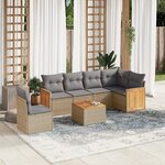 vidaXL Salon de jardin avec coussins 7 Pièces beige résine tressée