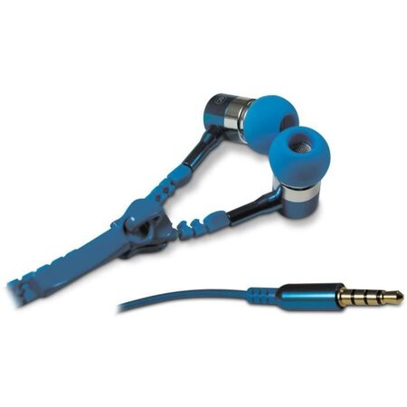 METRONIC-471002-Ecouteurs intra auriculaire avec micro et zip anti-noeuds - bleu