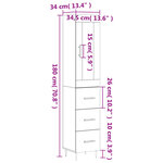 vidaXL Buffet haut Gris béton 34 5x34x180 cm Bois d'ingénierie