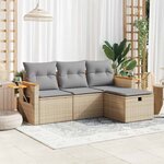 vidaXL Salon de jardin avec coussins 4 Pièces beige résine tressée