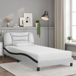 vidaXL Lit avec matelas Hvar blanc et noir 100x200 cm similicuir