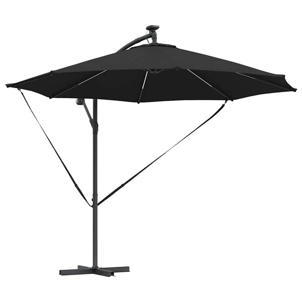 vidaXL Parasol banane à mât déporté Noir 294 x 294 x 248 cm
