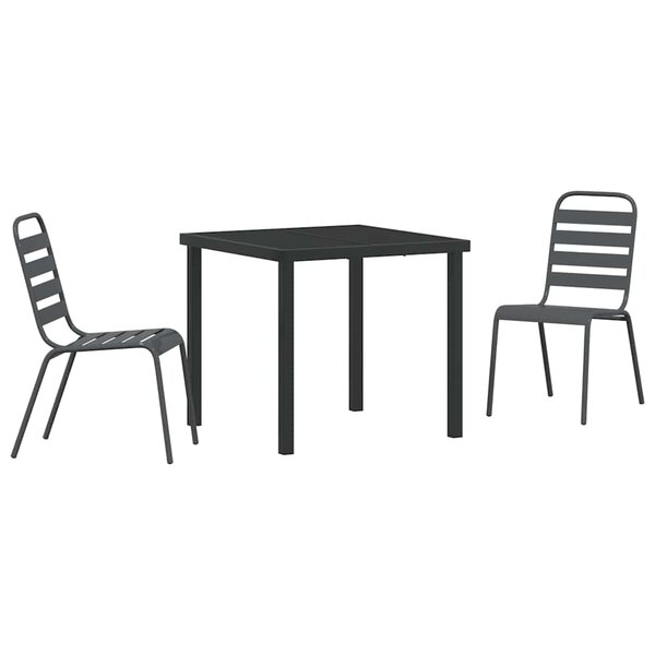 vidaXL Ensemble de salle à manger pour jardin 3 Pièces Gris foncé Acier