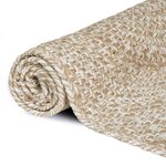 vidaXL Tapis de surface Carré Naturel et Blanc 300 x 300 cm Jute