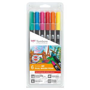Feutre Dessin Double Pointe ABT Set de 6 couleurs testées dermatologiquement TOMBOW