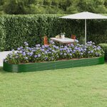 vidaXL Lit surélevé de jardin Acier galvanisé 450x140x36cm Vert