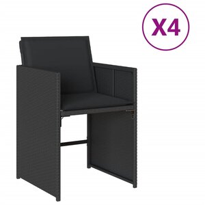 vidaXL Chaises de jardin lot de 4 avec coussins noir résine tressée