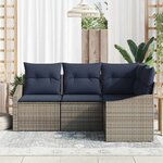 vidaXL Ensemble de canapé de jardin 4 Pièces Gris et bleu marine