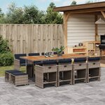 vidaXL Ensemble à manger de jardin avec coussins 13 Pièces résine tressée