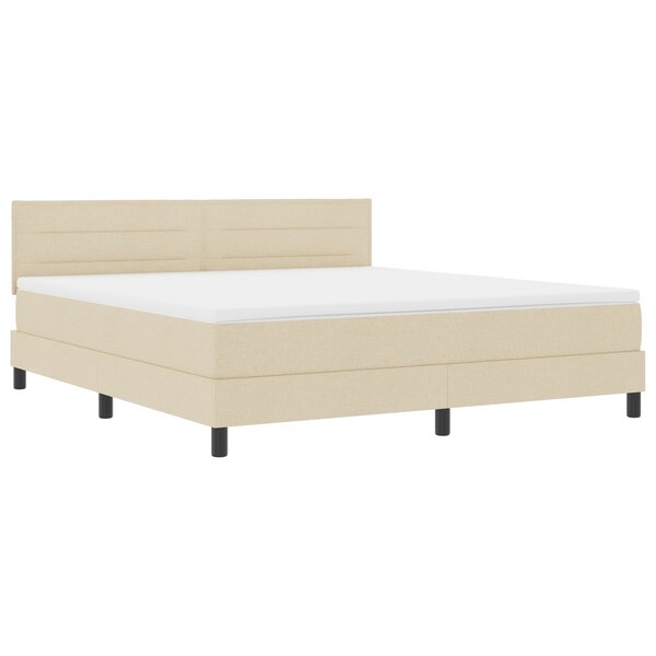 vidaXL Lit Box Spring avec Matelas & LED Crème 180x200 cm Tissu
