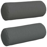 vidaXL Coussins d'accent 2 Pièces Gris foncé Ø 25 x 70 cm tissu