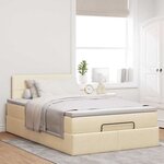 vidaXL Lit ottoman avec matelas et LED crème 120x190 cm tissu