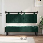 vidaXL Tête de lit suspendue Avec lumière LED Vert foncé Velours